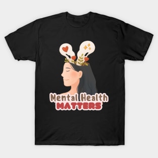 Mental health matters floral illustration T-Shirt